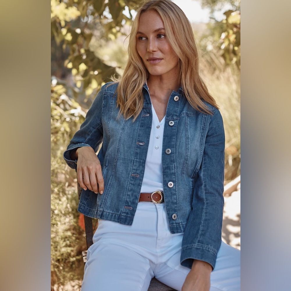 Pappagallo Light Blue‎ Button Down Women Denim Jacket  Size S